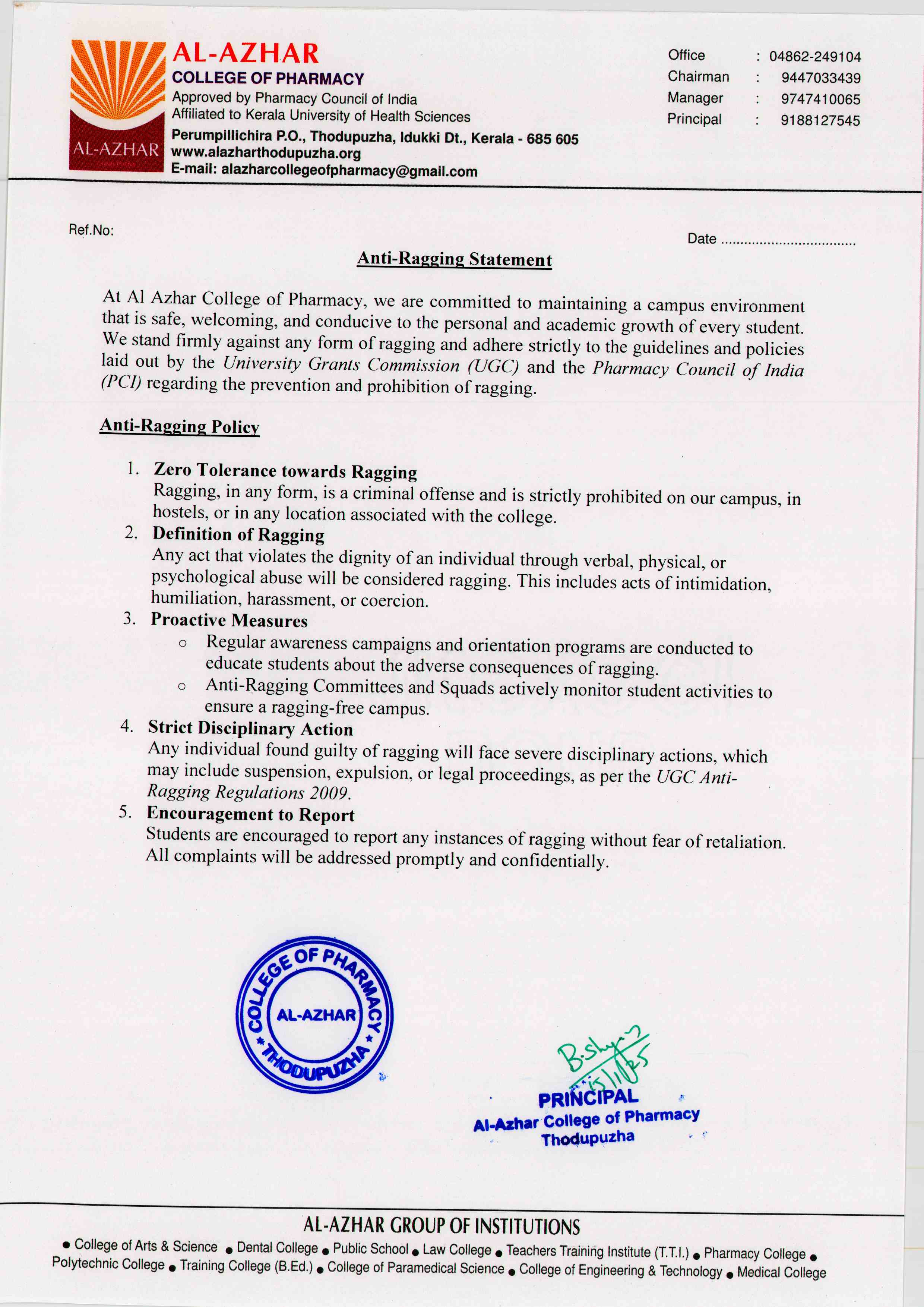 Anti Ragging Policy